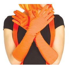 Guantes naranja neon 42 cm largos-Tus disfraces baratos