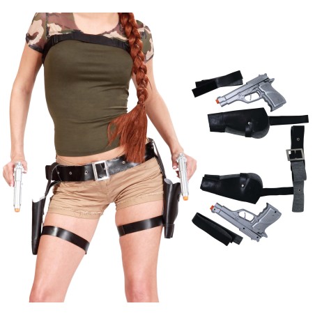 Cartuchera doble con pistolas-Tus disfraces baratos