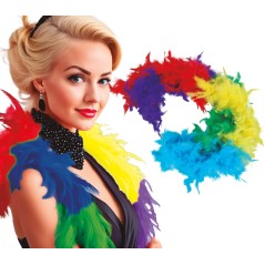 Boa multicolor plumas arcoiris 180 mt 40 gr años 20 charleston- Tus Disfraces Baratos