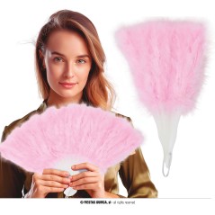 Abanico plumas rosa 16 palas-Tus disfraces baratos