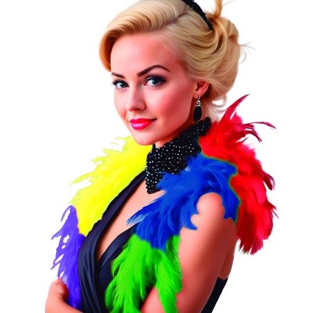 Boa multicolor plumas arcoiris 180 mt 40 gr años 20 charleston