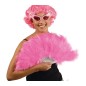 Abanico plumas rosa 16 palas