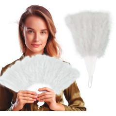Abanico plumas blanco 16 palas-Tus disfraces baratos