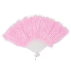 Abanico plumas rosa 16 palas-Tus disfraces baratos