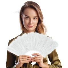 Abanico plumas blanco 16 palas-Tus disfraces baratos