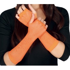 Guantes malla naranja neon rejilla cm-Tus disfraces baratos