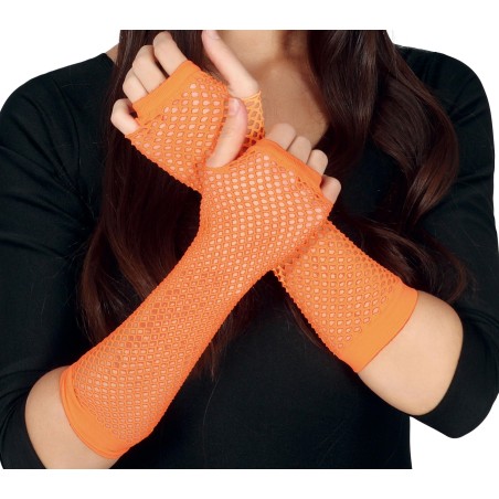 Guantes malla naranja neon rejilla cm-Tus disfraces baratos