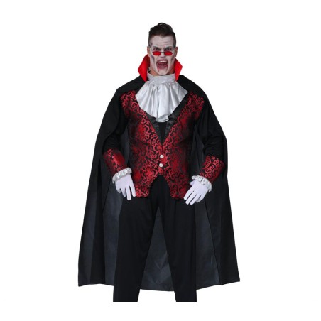 Capa negra 140 cm cuello rojo vampiro dracula-Tus Disfraces