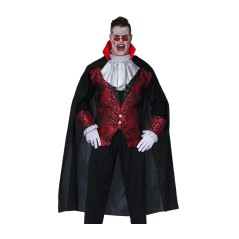 Capa negra 140 cm cuello rojo vampiro dracula
