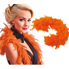 Boa naranja plumas 180 cm 40 gr cabaret años 20 charleston- Tus Disfraces Baratos