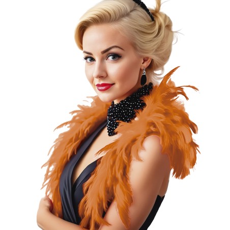 Boa naranja plumas 180 cm 40 gr cabaret años 20 charleston