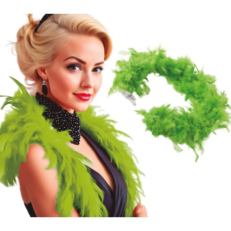 Boa verde pistacho plumas 180 cm 40 gr años 20 charleston- Tus Disfraces Baratos