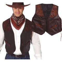 Chaleco vaquero marron simil cuero-Tus disfraces baratos