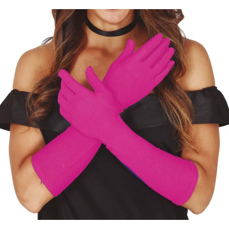 Guantes fucsia 42 cm largos-Tus disfraces baratos
