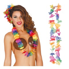Collar hawaiano multicolor flores-Tus disfraces baratos