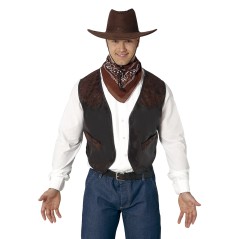Chaleco vaquero marron simil cuero