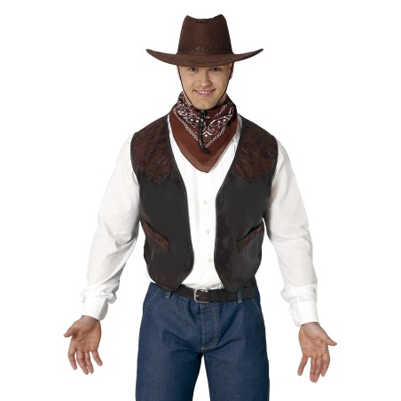 Chaleco vaquero marron simil cuero