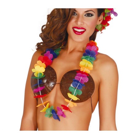 Collar hawaiano multicolor flores