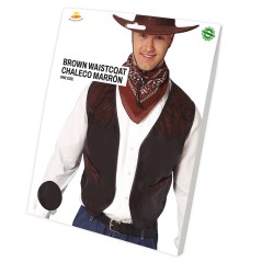 Chaleco vaquero marron simil cuero-Tus disfraces baratos