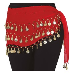 Pañuelo zingara rojo con monedas-Tus disfraces baratos