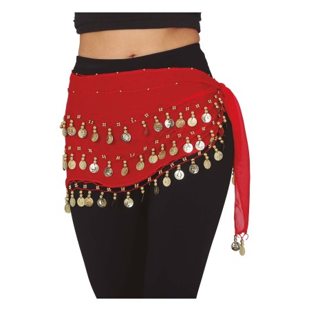 Pañuelo zingara rojo con monedas
