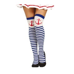 Medias marinera pantys blancos rayas azules