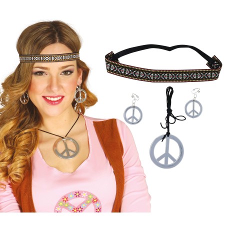Conjunto hippie cinta pendientes y collar-Tus disfraces baratos