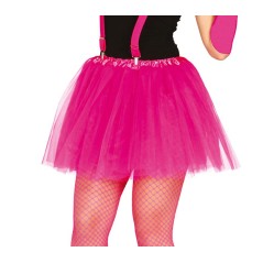 Tutu fucsia neon mujer falda tul 40 cm