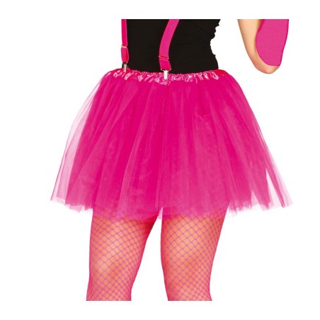Tutu fucsia neon mujer falda tul 40 cm