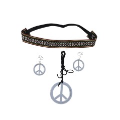 Conjunto hippie cinta pendientes y collar-Tus disfraces baratos