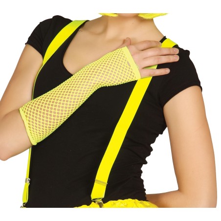 Guante malla amarillo neon rejilla red 26 cm-Tus disfraces baratos
