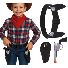 Cartuchera vaquero doble con pistolas infantil-Tus disfraces baratos