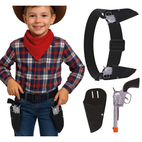 Cartuchera vaquero doble con pistolas infantil-Tus disfraces baratos