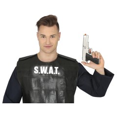 Pistola policia plata de juguete 24 cm