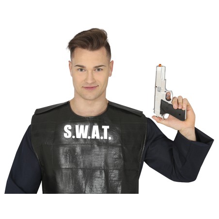 Pistola policia plata de juguete 24 cm