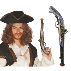Trabuco pistolon pirata 41 cm oro plata-Tus disfraces baratos