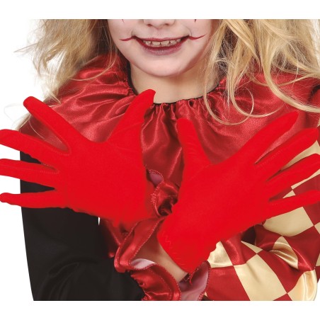 Guantes rojos infantiles cortos 18 cm-Tus disfraces baratos