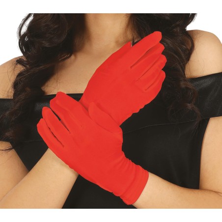 Guantes rojos cortos 23 cm-Tus disfraces baratos