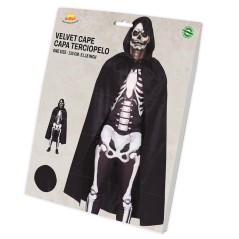 Capa negra terciopelo con capucha 130 cm-Tus Disfraces