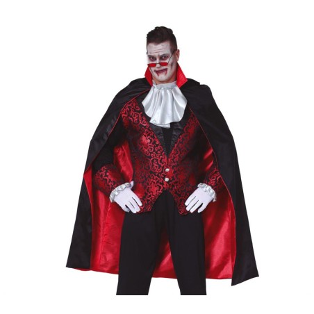Capa negra vampiro dracula con forro rojo 115 cm-Tus Disfraces