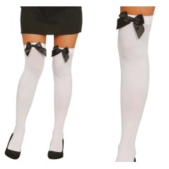 Medias blancas con lazo negro para mujer-Tus disfraces baratos
