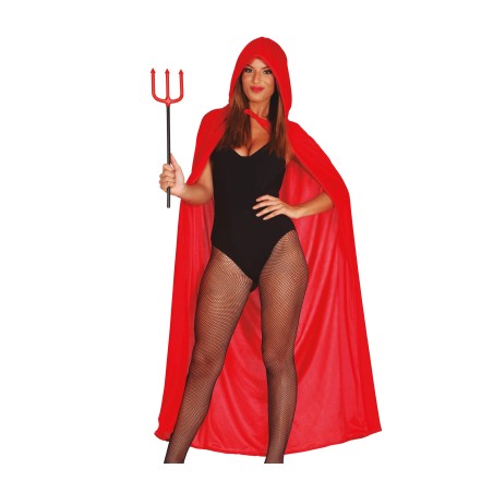 Capa roja con capucha terciopelo 130 cm-Tus Disfraces