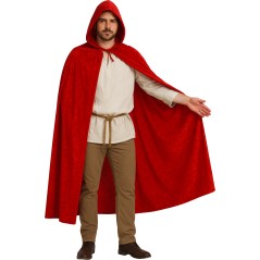 Capa roja con capucha terciopelo 130 cm-Tus Disfraces