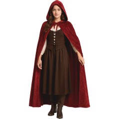 Capa roja con capucha terciopelo 130 cm-Tus Disfraces