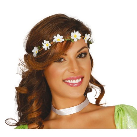Diadema flores blancas hippie o medieval