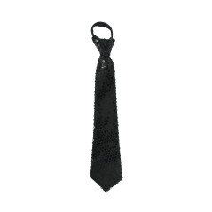 Corbata negra con lentejuelas 35 cm-Tus disfraces baratos