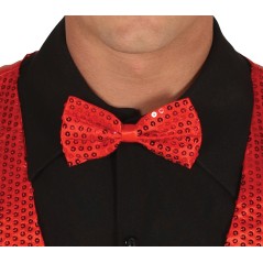 Pajarita roja con lentejuelas 12 cm-Tus disfraces baratos