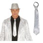 Corbata plata con lentejuelas 35 cm