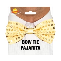 Pajarita oro lentejuelas 12 cm-Tus disfraces baratos