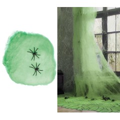 Tela de araña artificial verde 60 gr decoracion-Tus Disfraces baratos